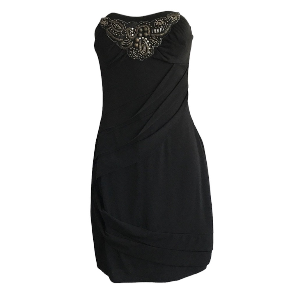 Ruby Rox Women's Strapless Stones Embellished Short Casual Mini Dress